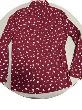 ASOS Design Mens XL Burgundy Floral Button Down Shirt Long Sleeve Flowers